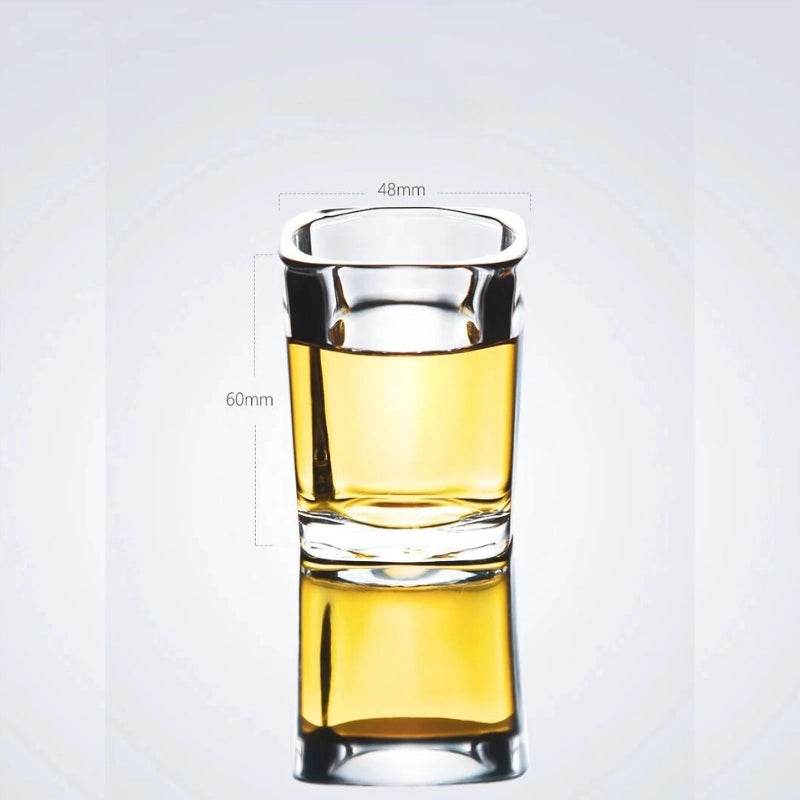 6 Copos de Whiskey Premium de Vidro Grosso Quadrado, Conjunto de Copos de Shot - Haustter - Haustter