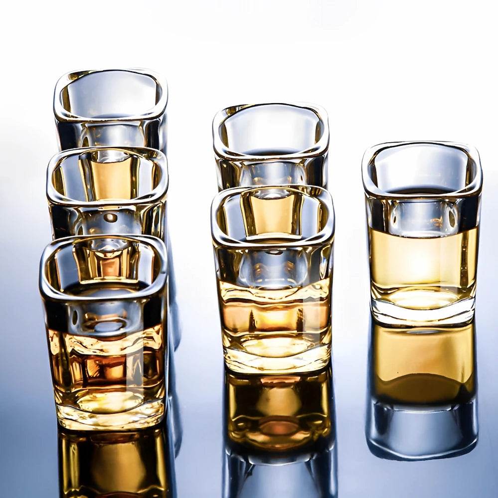 6 Copos de Whiskey Premium de Vidro Grosso Quadrado, Conjunto de Copos de Shot - Haustter - Haustter
