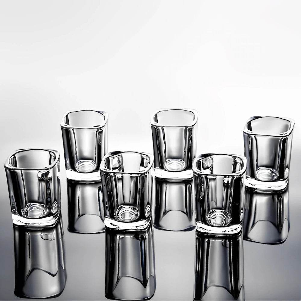 6 Copos de Whiskey Premium de Vidro Grosso Quadrado, Conjunto de Copos de Shot - Haustter - Haustter