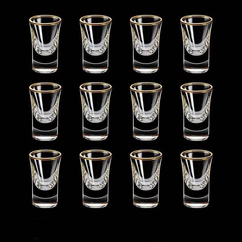 6 Copos para Bebidas Espirituosas com Borda Dourada de Luxo para Baijiu, Licor, Cachaça, Tequila e Shots - Haustter - Haustter