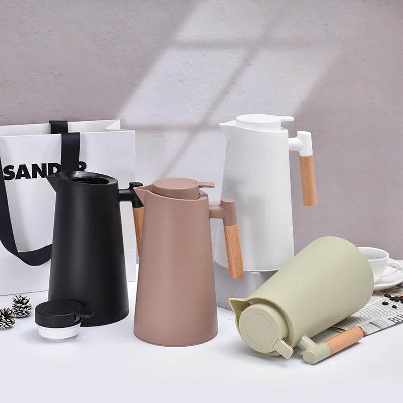 Garrafa Térmica Nórdica com Cabo de Madeira para Café e Chá - 1L - Haustter - Haustter