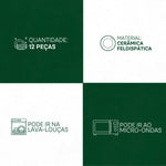 Conjunto Harmony - Jantar, Chá e Café 12 Peças - Branco, Verde e Amarelo | Haustter - Haustter