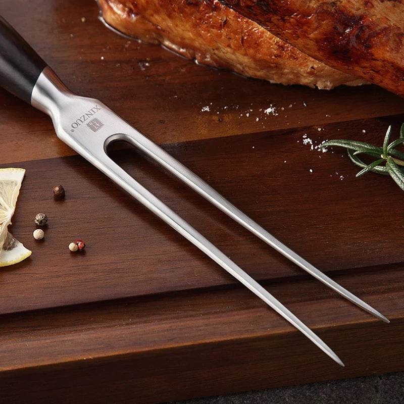 Garfo de Churrasco para Espetar Assado XINZUO, Garfo Trinchante de Aço Inoxidável para Espetar Carne, Utensílios de Cozinha para Jantar e Churrasco - Haustter - Haustter