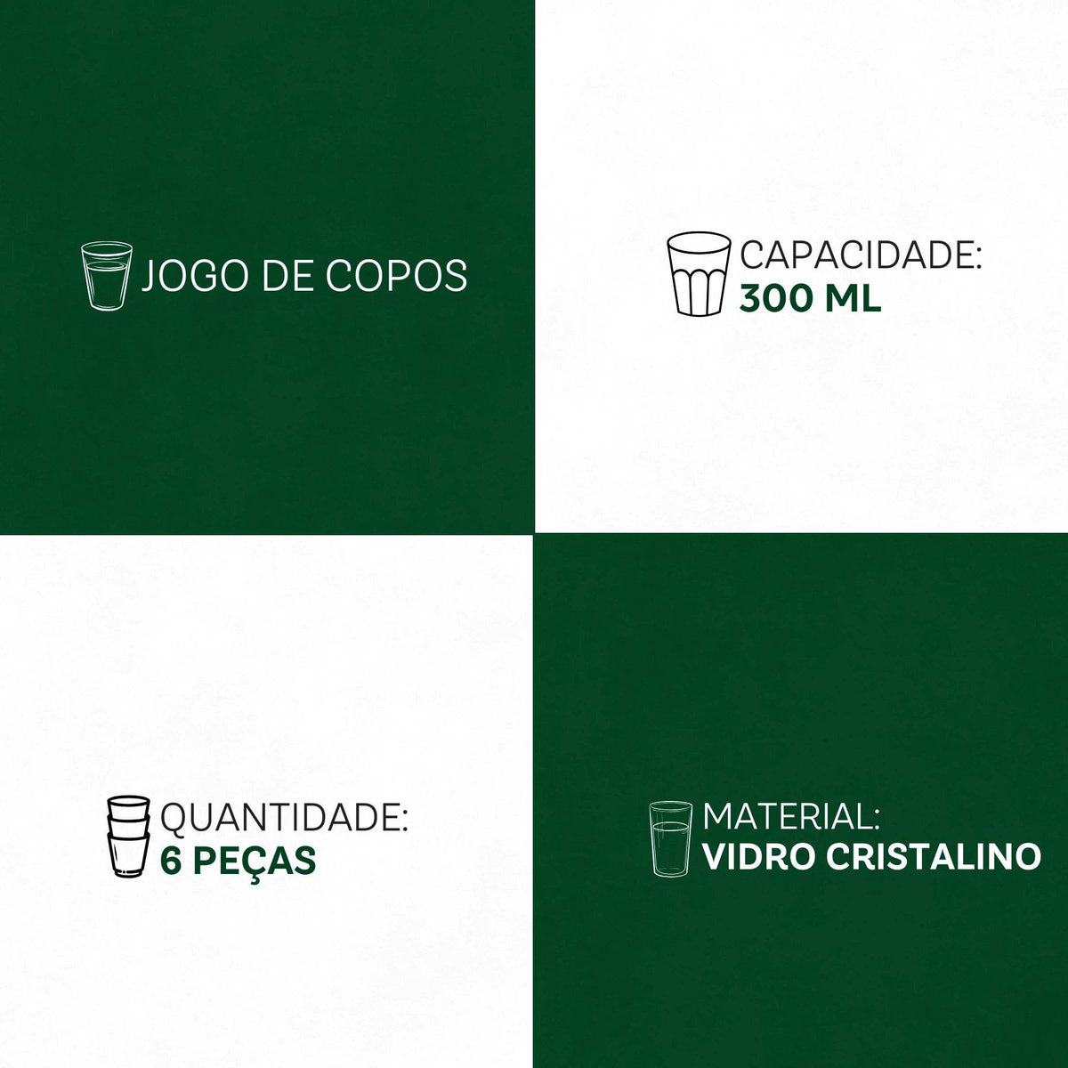 Jogo de Copos Brisa 6 Peças 300ml - Design Moderno em Vidro Cristalino | Haustter - Haustter