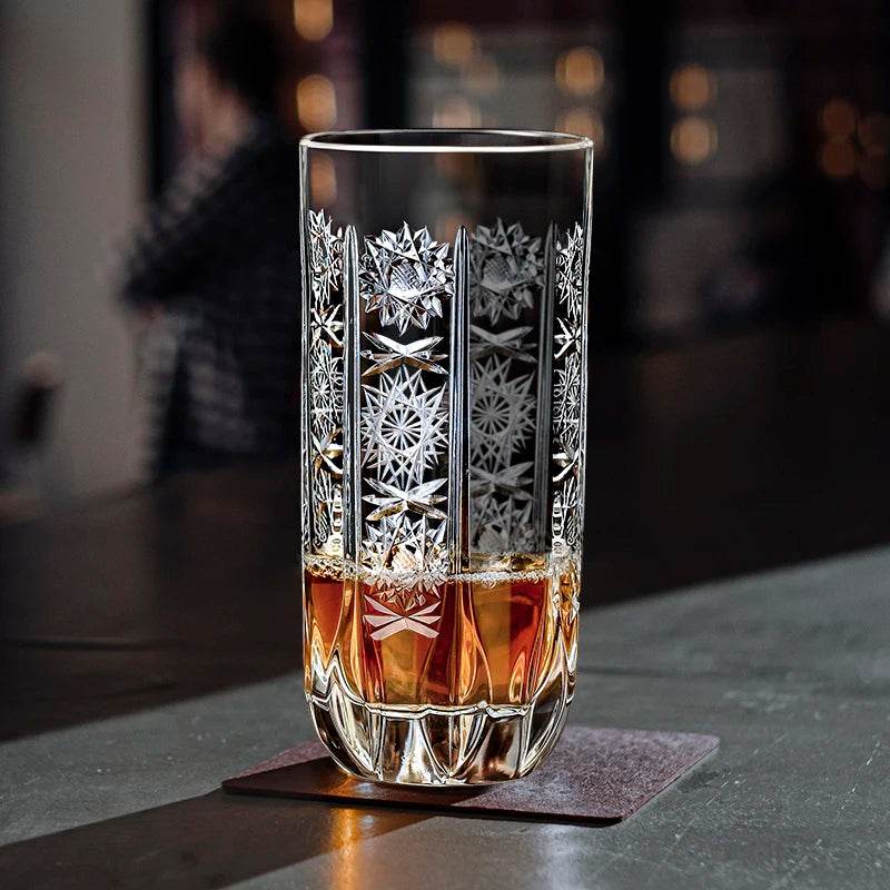 Copo de Vidro Lapidado 340ml para Suco e Coquetéis - Haustter - Haustter