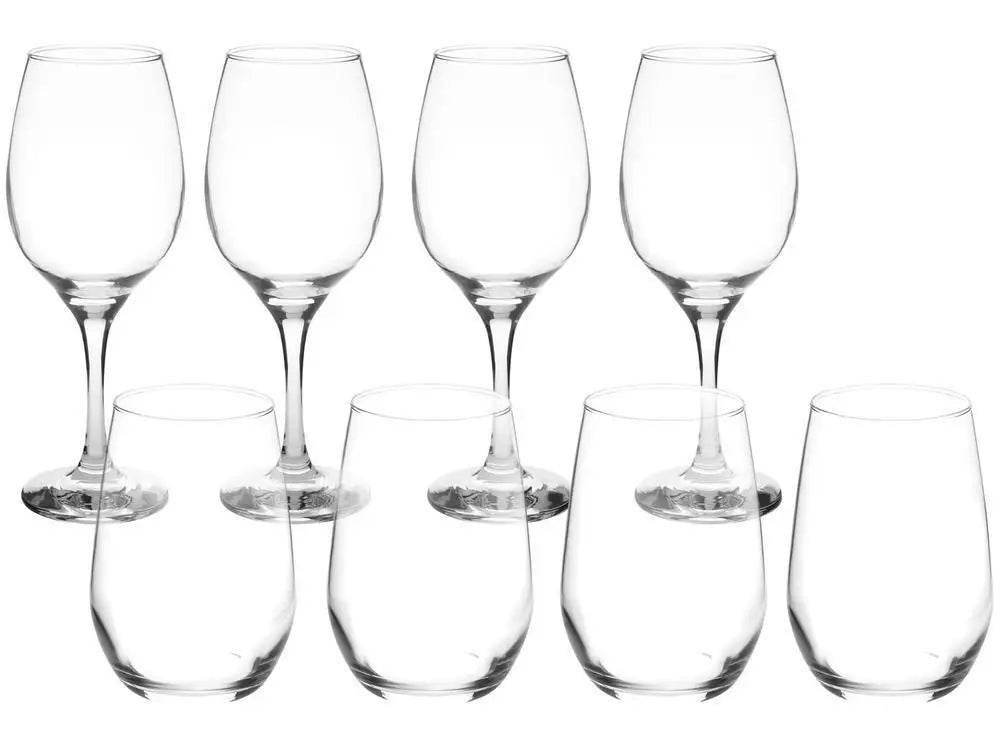 Jogo de Taças e Copos Barone 8 Peças - Elegância Multiuso para Drinks e Vinhos | Haustter - Haustter