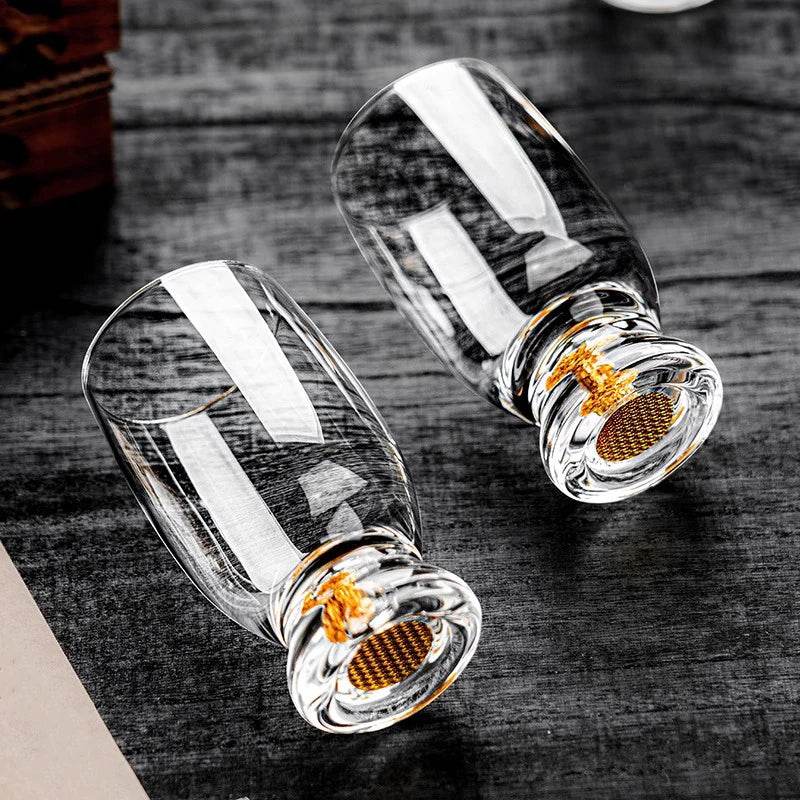 Taças de Cristal com Detalhes Dourados - Haustter - Haustter