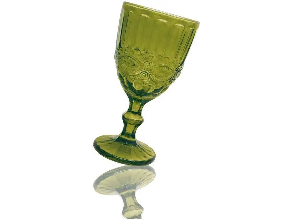 Jogo de Taças Empire Lace 6 Peças 330ml - Verde Jade e Rendado Elegante | Haustter - Haustter