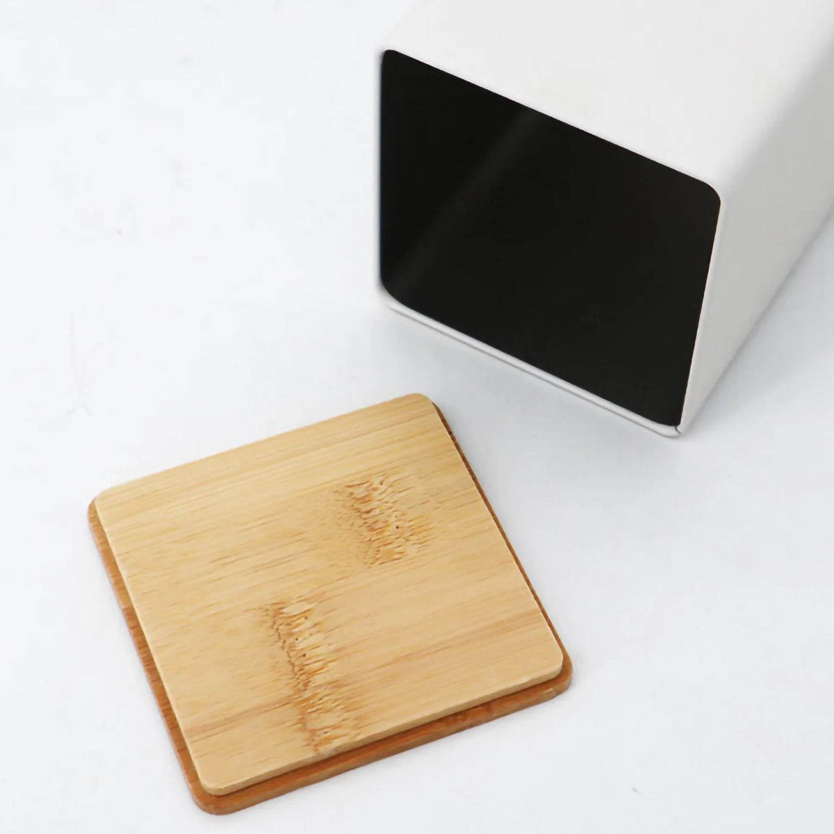 Potes de Metal com Tampa de Bambu para Armazenamento de Chá, Café e Açúcar, Caixa de Alimentos para Bancada, Organização - Haustter - Haustter