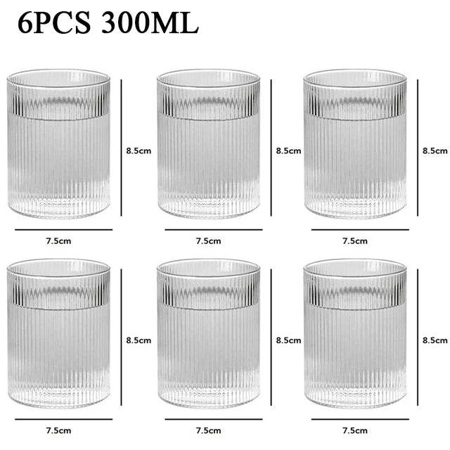 1/3/6 Copos de Vidro Japonês Listrado - Haustter - Haustter