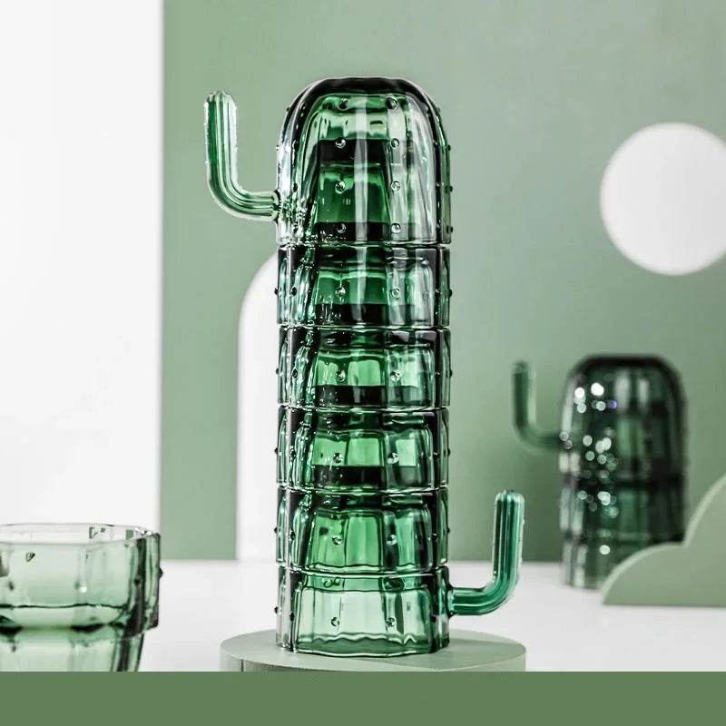 Canecas Empilháveis Estilo Nórdico, Conjunto Criativo de Copos de Vidro 3D Cacto, Copo para Água, Decoração para Casa - Haustter - Haustter