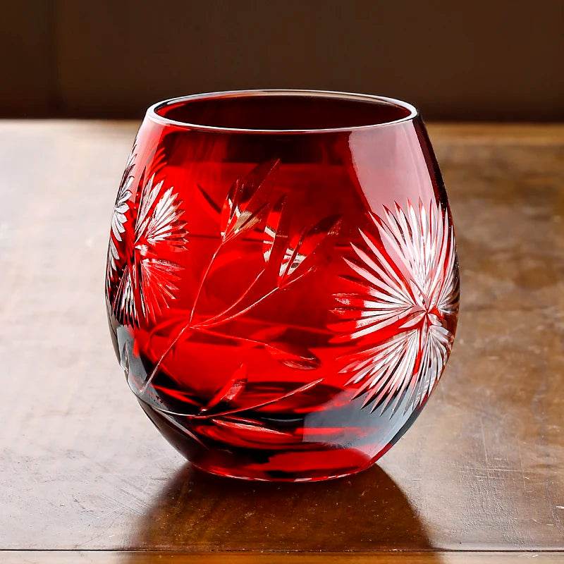 Copo de Vidro Lapidado Vermelho - Haustter - Haustter