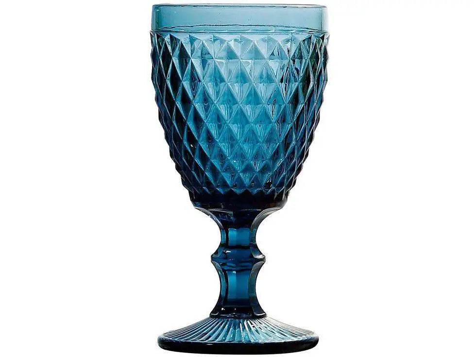 Jogo de Taças Azuis Bico de Jaca Empire 6 Peças 330ml - Sofisticação em Vidro | Haustter - Haustter