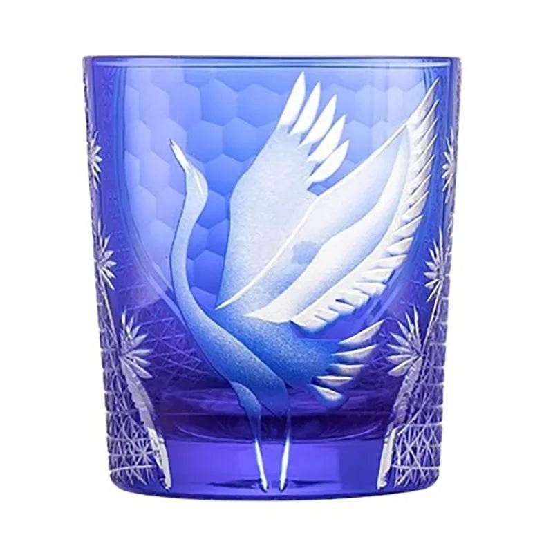 Copo de Vidro Artesanal Japonês Edo Chisel Garça - Haustter - Haustter