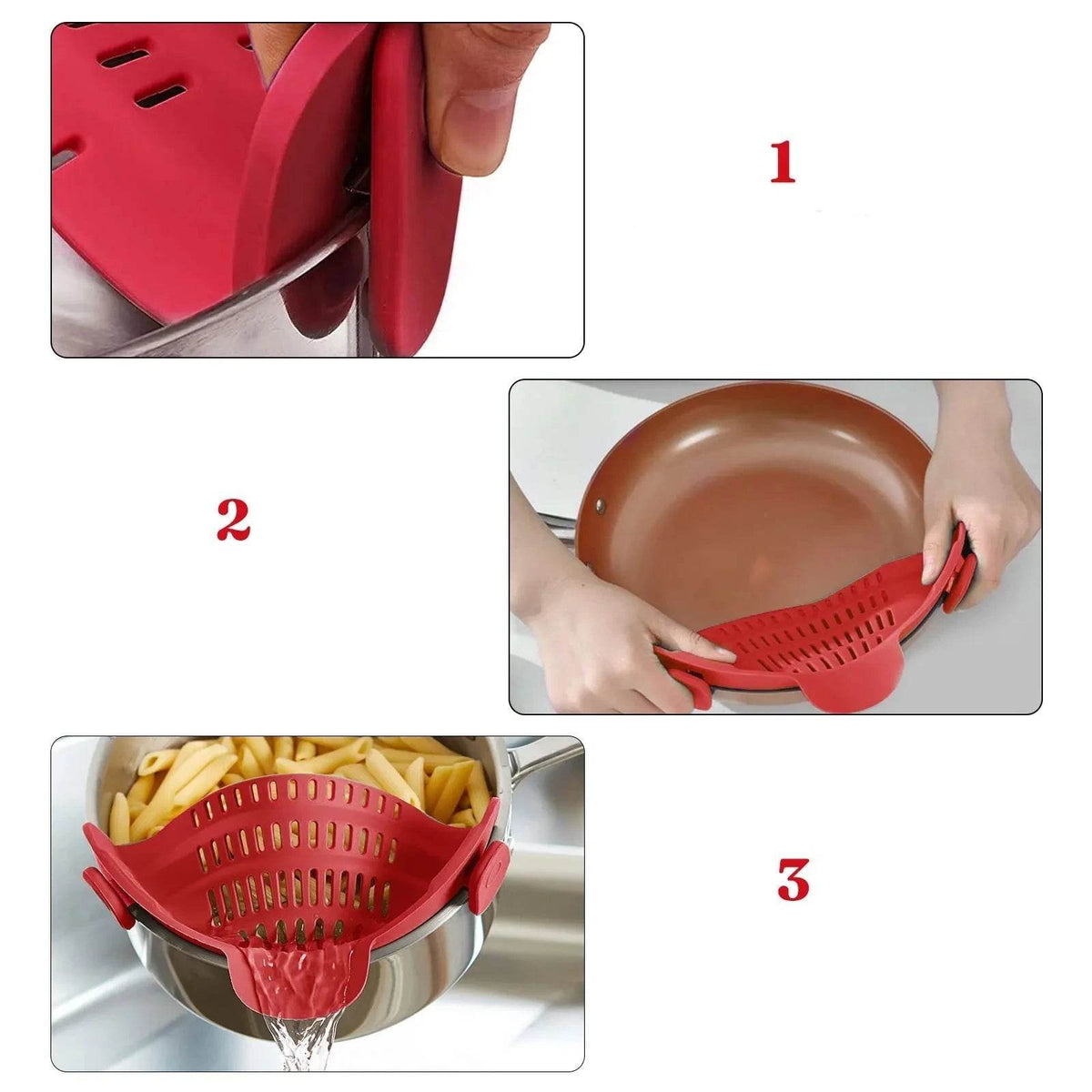 Escorredor Encaixável de Silicone com Clip para Panelas e Bowls - Haustter - Haustter