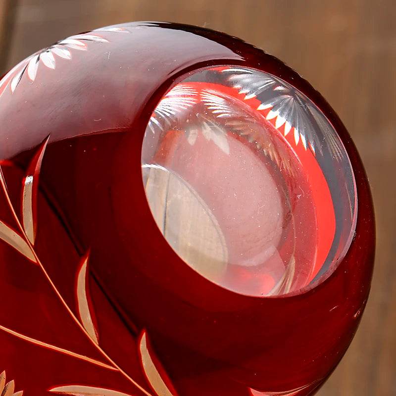 Copo de Vidro Lapidado Vermelho - Haustter - Haustter