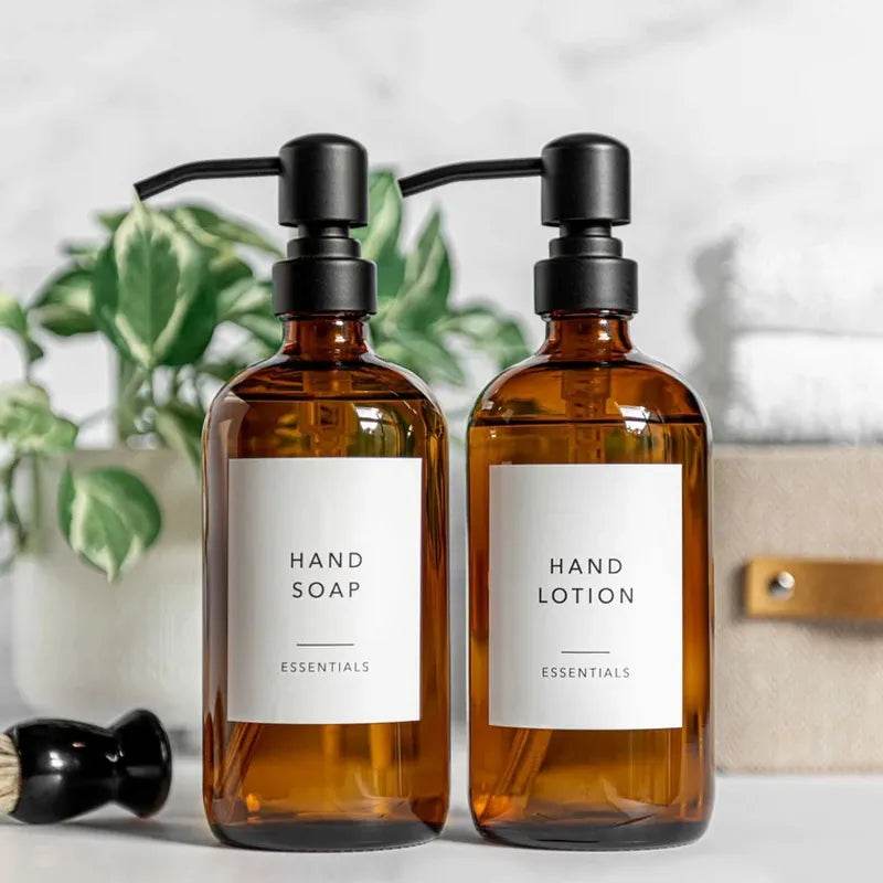 Conjunto de Dispensadores de Sabão de Vidro Âmbar - Haustter - Haustter