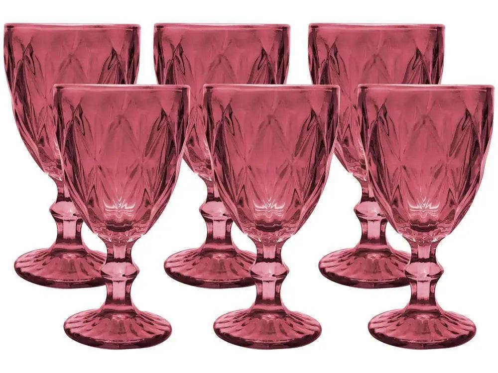 Jogo de Taças Vermelhas Diamond Empire 6 Peças 330ml - Beleza Intensa | Haustter - Haustter