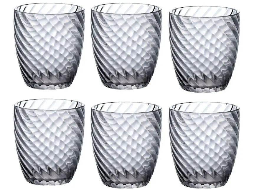 Jogo de Copos Elysée 6 Peças 300ml - Vidro Cinza Elegante | Haustter - Haustter