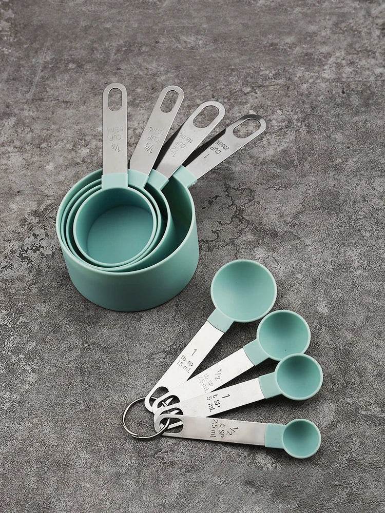 8 Medidores de Copos e Colheres para Cozinha de Inox e Silicone, Conjunto - Haustter - Haustter