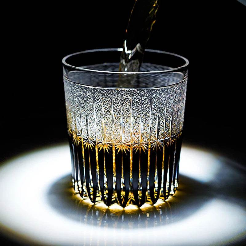 Copo de Whisky Japanese Edo Kiriko Stellar Pulse, Gravado à Mão, com Caixa de Madeira - Haustter - Haustter