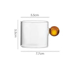 Copo de Café com Alça de Bola de Vidro, Copos de Espresso de 100ml para Casa, Pequenos, Xícara para Chá, Decoração de Mesa - Haustter - Haustter