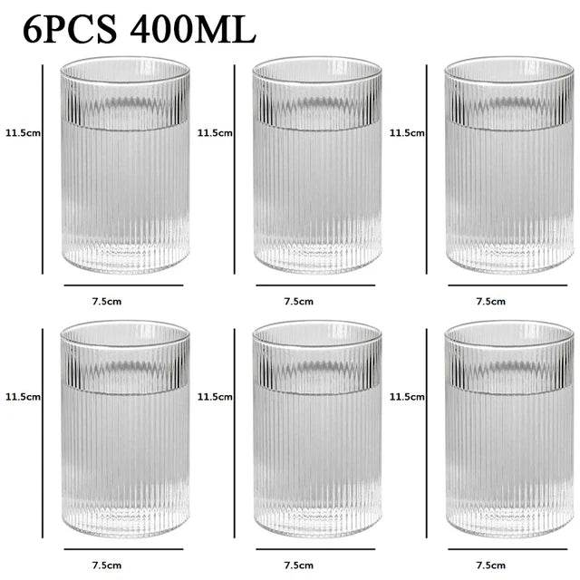 1/3/6 Copos de Vidro Japonês Listrado - Haustter - Haustter