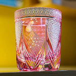 Copo de Vidro Âmbar Japonês Edo Kiriko Pavão - Haustter - Haustter