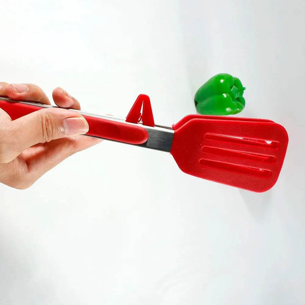 Pinça de Silicone Vermelha para Churrasco, Resistente a Alta Temperatura, com Suporte de Repouso - Haustter - Haustter