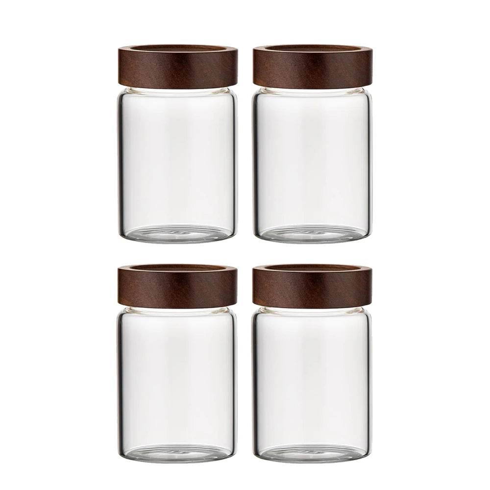 Frascos de Vidro com Tampas de Madeira de Acácia - Haustter - Haustter