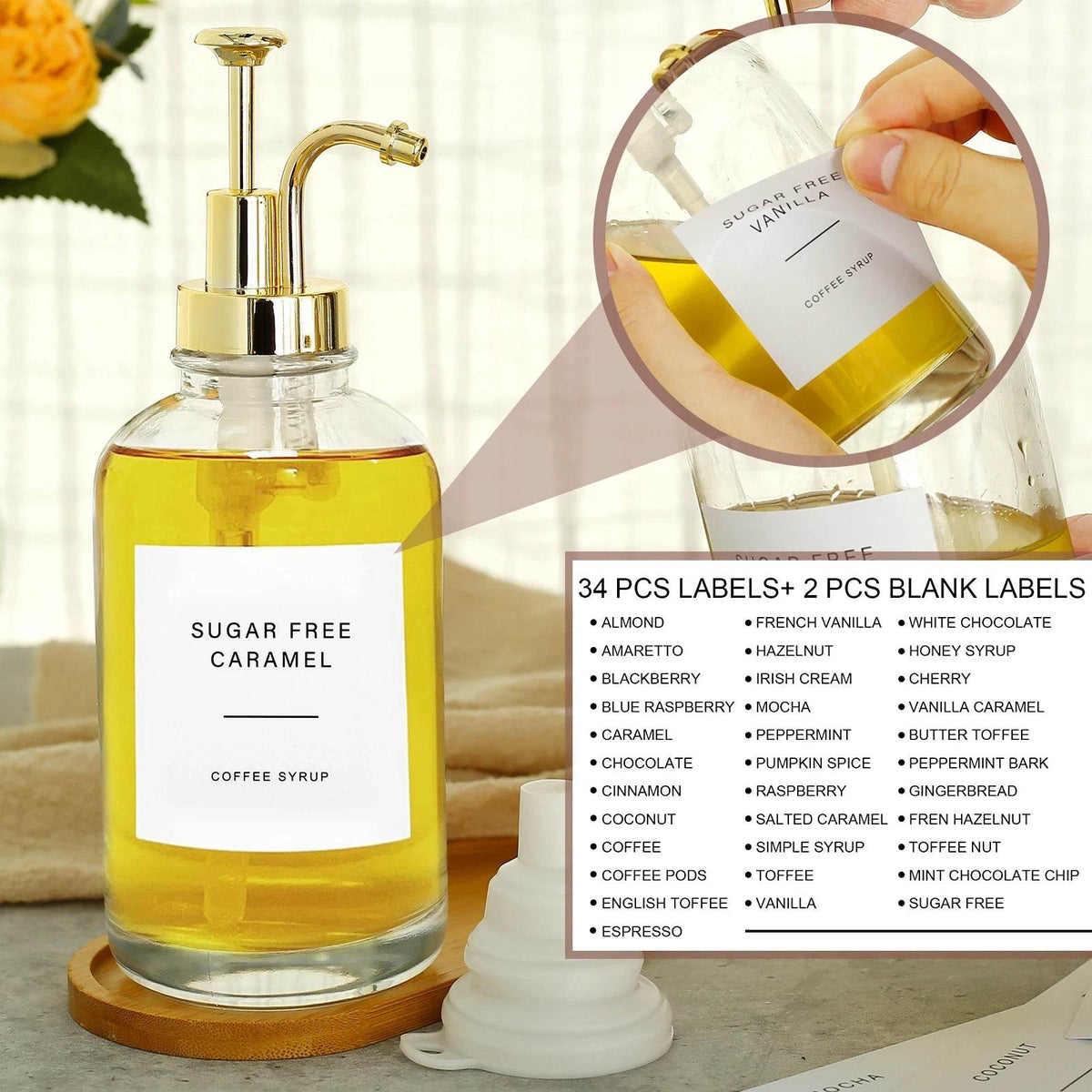 2 Dispensadores de Xarope com Bandeja de Bambu, Conjunto - Haustter - Haustter