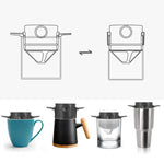 Coador de Café Portátil Dobrável, Filtro de Aço Inoxidável, Cafeteira Reutilizável, Mini Coador de Café Dobrável e Sem Papel - Haustter