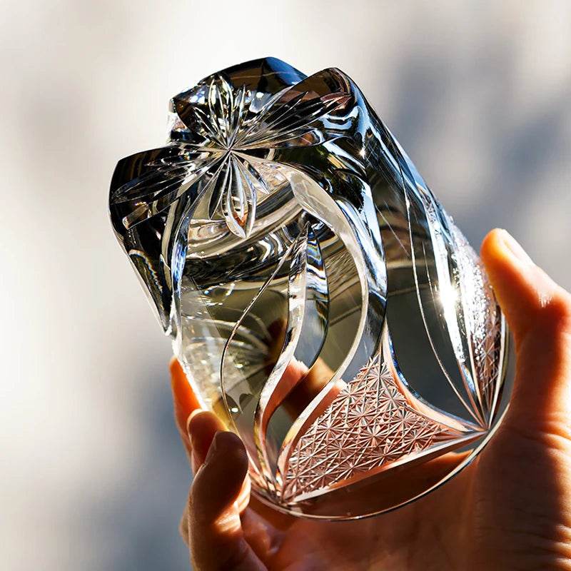 Copo de Whisky Japanese Edo Kiriko K9 em Cristal com Chamas - Haustter - Haustter