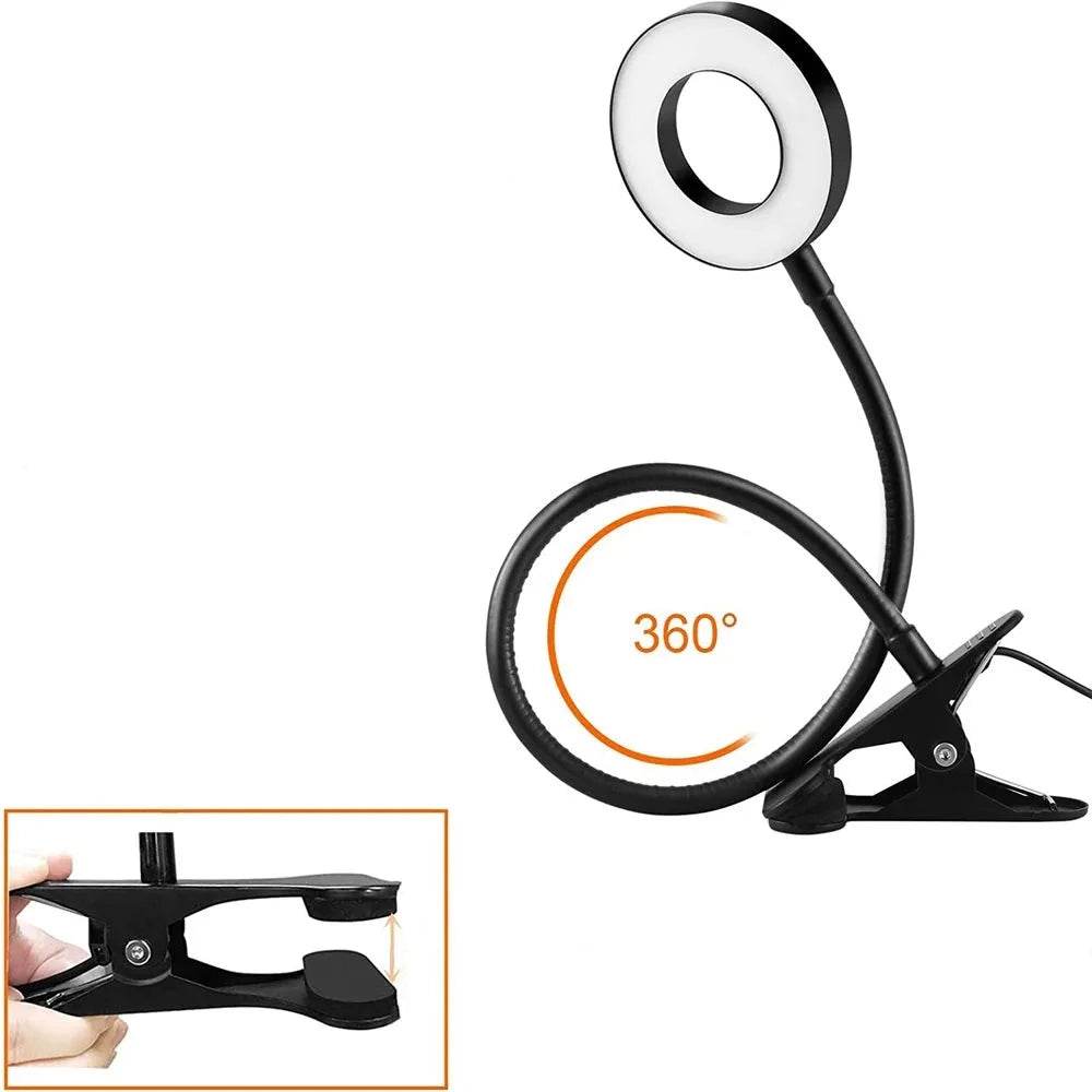 Luminária de Mesa com Grampo e Mini Ring Light - Haustter - Haustter