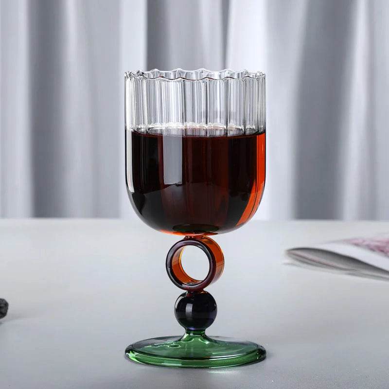 Taça de Vidro Jade Azul com Listras - Haustter - Haustter