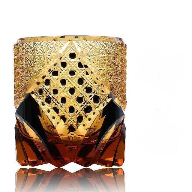 Copo de Whisky Edo Kiriko com Cristais Âmbar - Haustter - Haustter