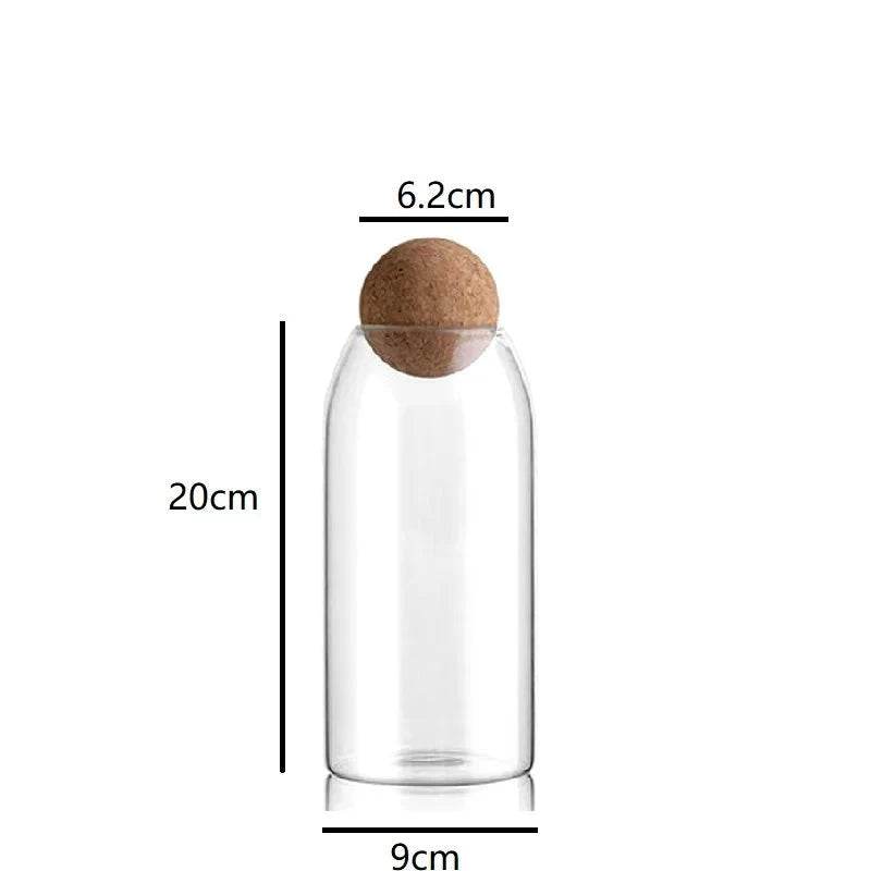 Pote de Vidro com Tampa de Cortiça em Bola, Recipiente Transparente de Armazenamento para Casa - Haustter - Haustter