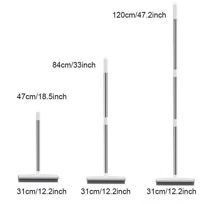 Vassoura de Borracha 2 em 1 com Rodo Integrado, Removedor de Pelos de Animais, Ideal para Carpete e Piso de Madeira - Haustter - Haustter
