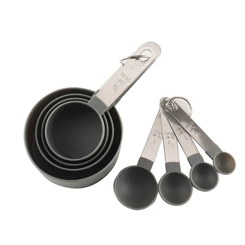 8 Medidores de Copos e Colheres para Cozinha de Inox e Silicone, Conjunto - Haustter - Haustter