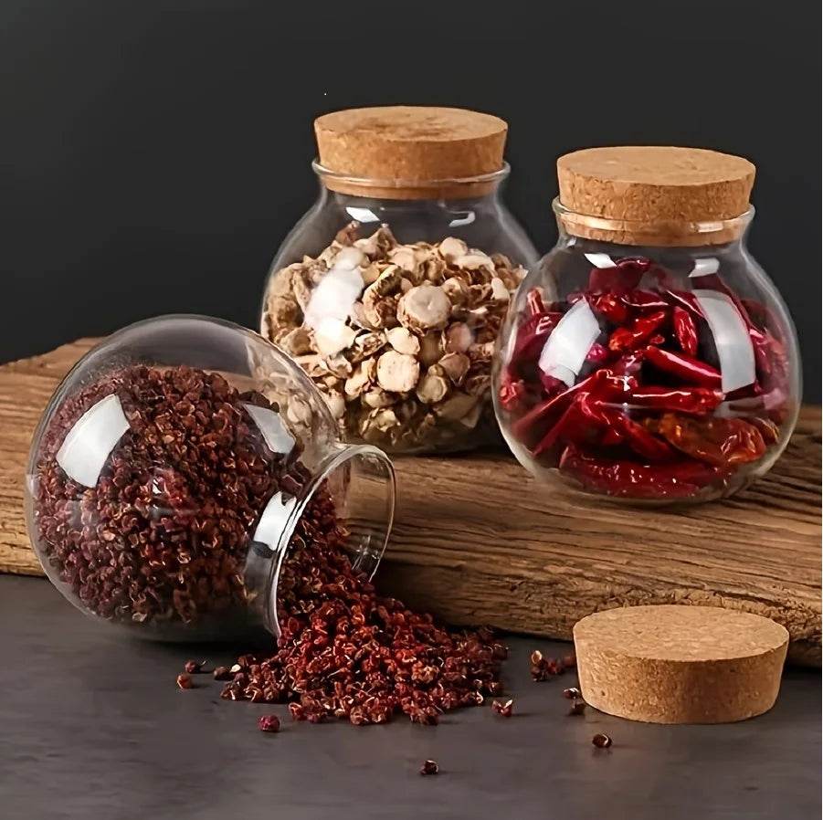 Recipiente de Vidro Esférico 500ML com Tampa de Cortiça - Haustter - Haustter