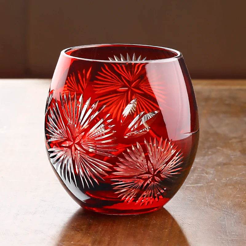 Copo de Vidro Lapidado Vermelho - Haustter - Haustter