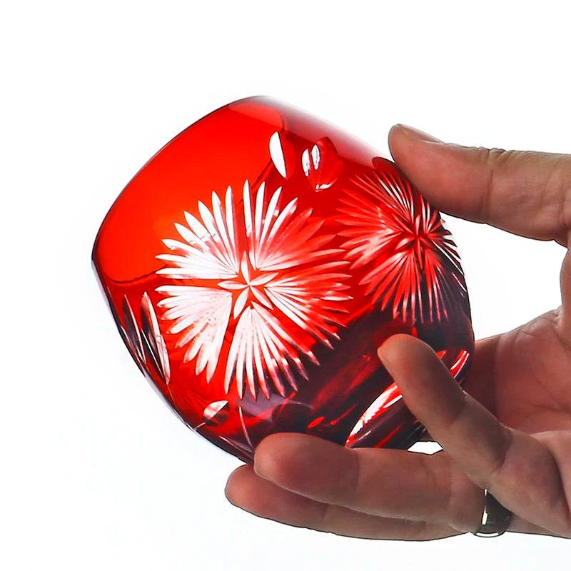 Copo de Vidro Lapidado Vermelho - Haustter - Haustter