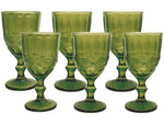 Jogo de Taças Empire Lace 6 Peças 330ml - Verde Jade e Rendado Elegante | Haustter - Haustter