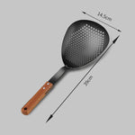 Escumadeira de Aço Inoxidável Dourada/Preta com Cabo de Madeira - Haustter - Haustter