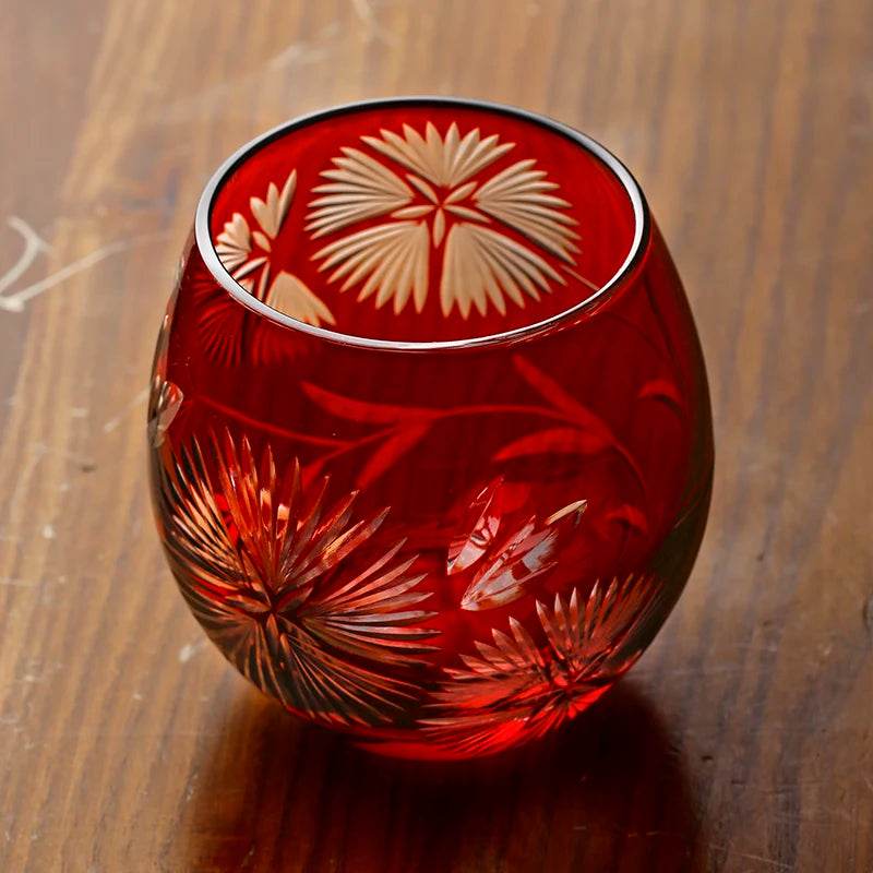Copo de Vidro Lapidado Vermelho - Haustter - Haustter