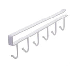 Suporte Multifuncional para Xícaras com 6 Ganchos - Preto e Branco - Prateleira Organizadora de Utensílios de Cozinha e Armário - Haustter - Haustter