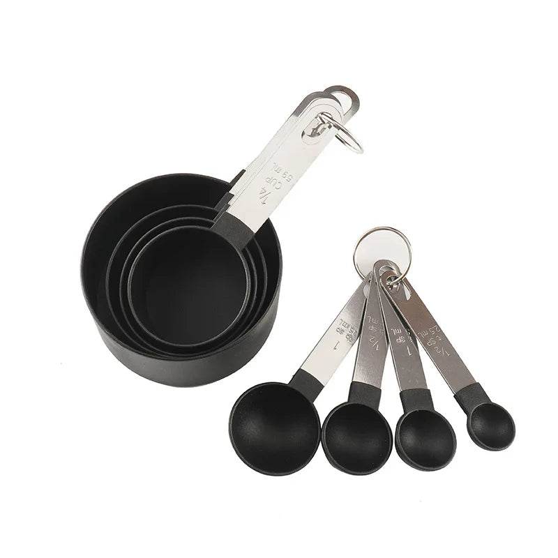 8 Medidores de Copos e Colheres para Cozinha de Inox e Silicone, Conjunto - Haustter - Haustter
