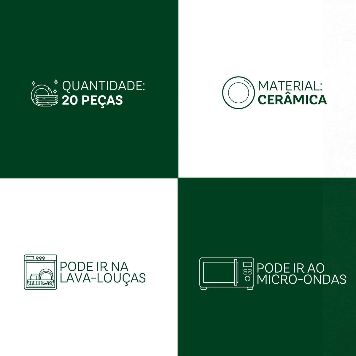 Aparelho de Jantar Biona 20 Peças - Cerâmica Branco e Azul | Haustter - Haustter