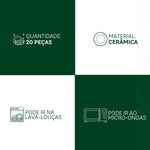 Aparelho de Jantar Biona 20 Peças - Cerâmica Branco e Azul | Haustter - Haustter