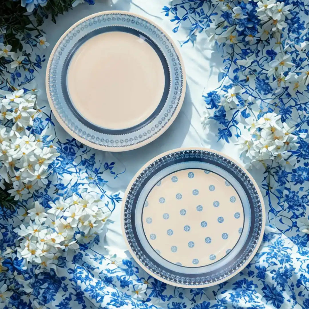 Aparelho de Jantar Biona 20 Peças - Cerâmica Branco e Azul | Haustter